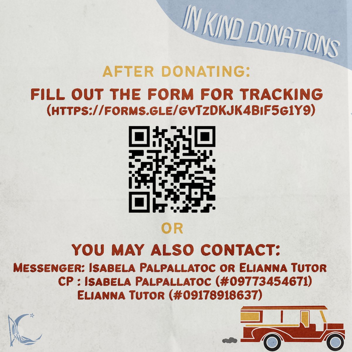 Kislap2021's tweet photo. In Kind Donations https://t.co/mnPJ5Mxr5Y