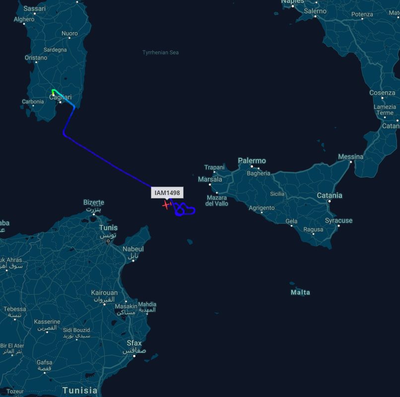 scandura's tweet photo. 1⃣_C
2021-03-13
0837z ⏱️ 09:37 CET
🛩️ Italian Air Force 🇮🇹 Beech 350ER #MM62300 #IAM1498, departed from Decimomannu AB, over Strait of Sicily 'Kilo scene'. https://t.co/CFUqvC47ps