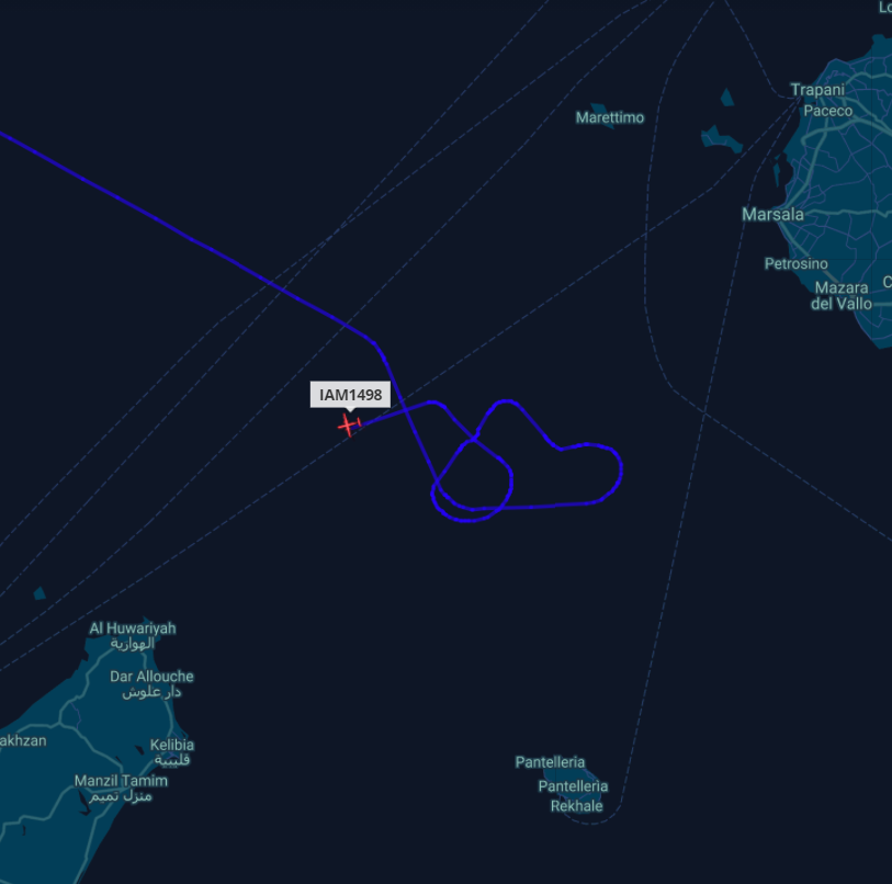 scandura's tweet photo. 1⃣_C
2021-03-13
0837z ⏱️ 09:37 CET
🛩️ Italian Air Force 🇮🇹 Beech 350ER #MM62300 #IAM1498, departed from Decimomannu AB, over Strait of Sicily 'Kilo scene'. https://t.co/CFUqvC47ps