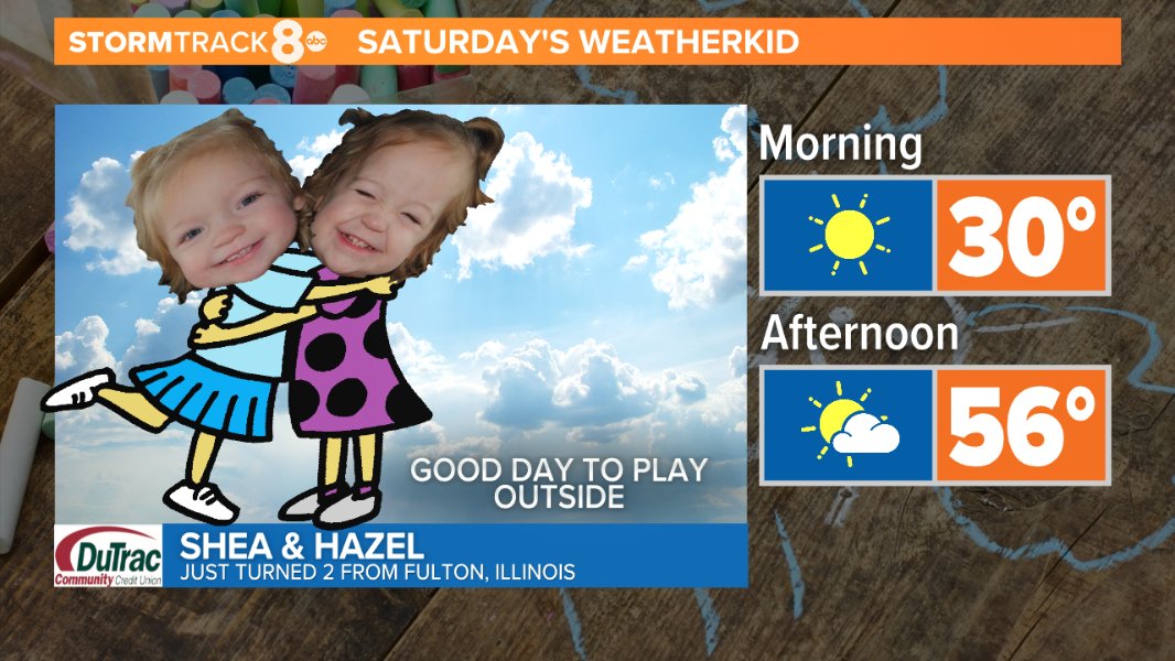 ERICSORENSEN's tweet photo. Our twin weather kids just turned 2 yesterday! Upload your kids/grandkids on the contest tab at https://t.co/iT19S5SkGk. @WQAD #WeTrackStorms https://t.co/XoYXKLeAth