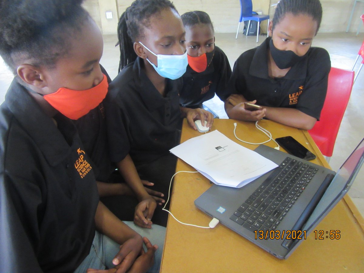 NolwazistemA's tweet photo. Learners of Leap Math and Science School developing Chat bots on International Women and Girls Day Commemoration. https://t.co/sNYFOhZ0Ap