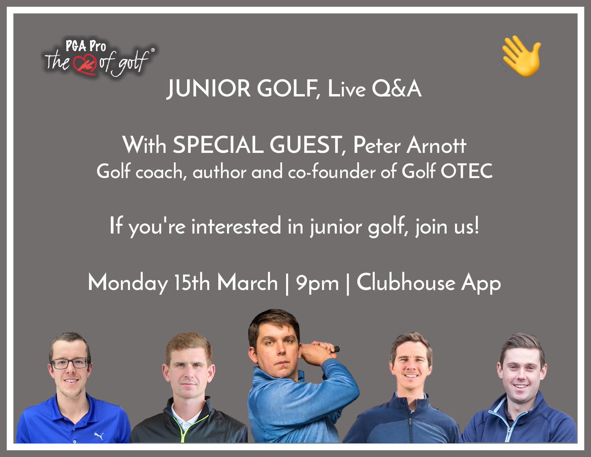 We have @PeterArnottGolf joining us Monday to discuss how to design effective and engaging games for juniors. Lots to discuss around this area! <a href="/PhilAkersGolf/">Phillip Akers</a> <a href="/aaronholtomgolf/">Aaron Holtom</a> @AaronHatchford