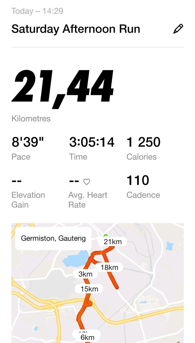 billysigudla's tweet photo. #21km completed #prayer My old time greatest hitsΒ I celebrate my birthday #Countdown:
3 days #Billyturns36 so π π π #running #sbsrunning #athetics #athlete #virtualmarathon #virtualmarathons #sbs #worldmarathon #worldmarathonrunning #worldrunning #roadto36km https://t.co/ycCLEctgE8
