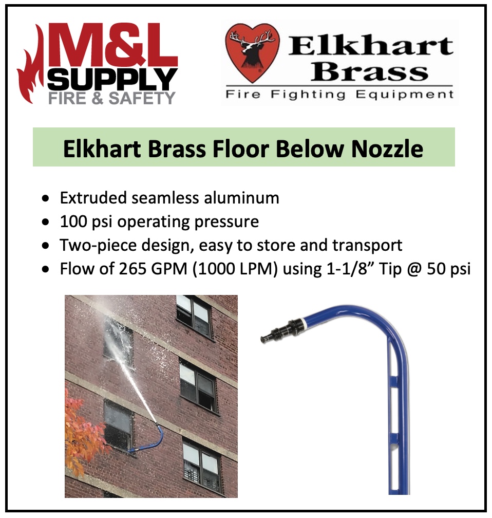 The Floor Below Nozzle from <a href="/elkhartbrass/">Elkhart Brass</a> available exclusively from <a href="/mnlsupply/">M&L Supply</a> has been specifically designed for fighting fires in high-rise buildings. Contact your local Sales Specialist for more details.