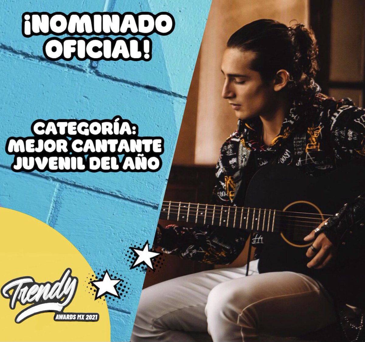 TrendyAwardsMx's tweet photo. ¡Felicidades @mailomarcos ! 👏🏻👏🏻 Gracias a los votos de tus fans estás oficialmente nominado en la categoría “Mejor Cantante Juvenil del Año” 💙💙🥳🥳

#TrendyAwardsMx https://t.co/RTQ5wUOhVW