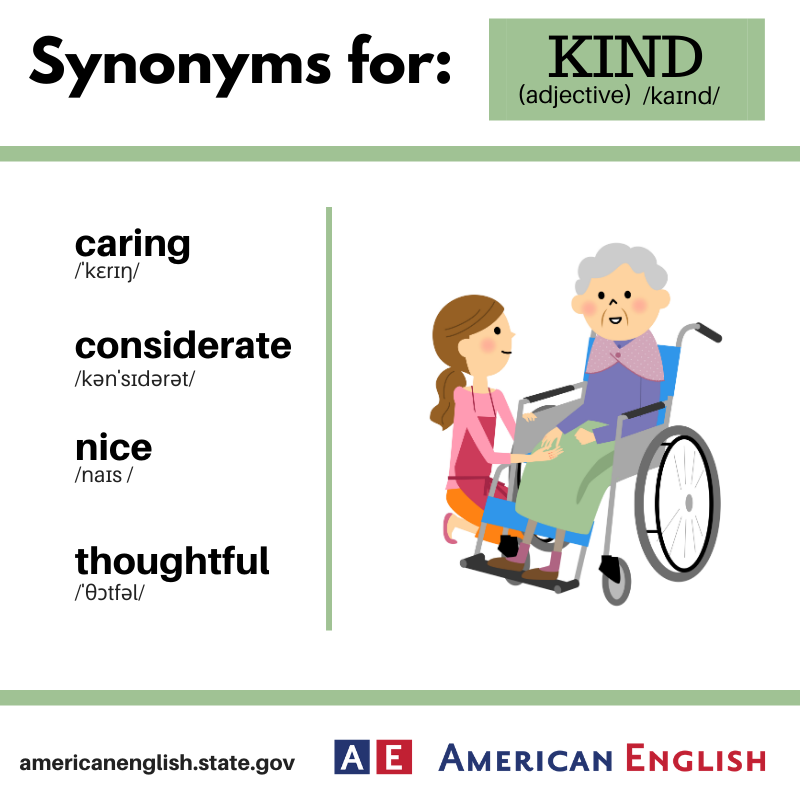 llcgardez's tweet photo. Synonyms_ kind!

#English #LearnEnglish #englishvocabulary #StayConnectedWithLLCs https://t.co/I2wpldo1ob