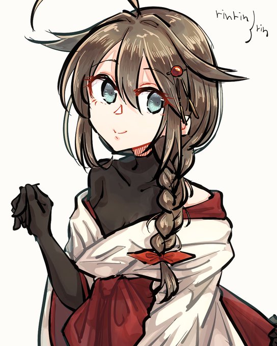 艦これらくがき。お姉ちゃんの巫女服を勝手に拝借した時雨ちゃん 