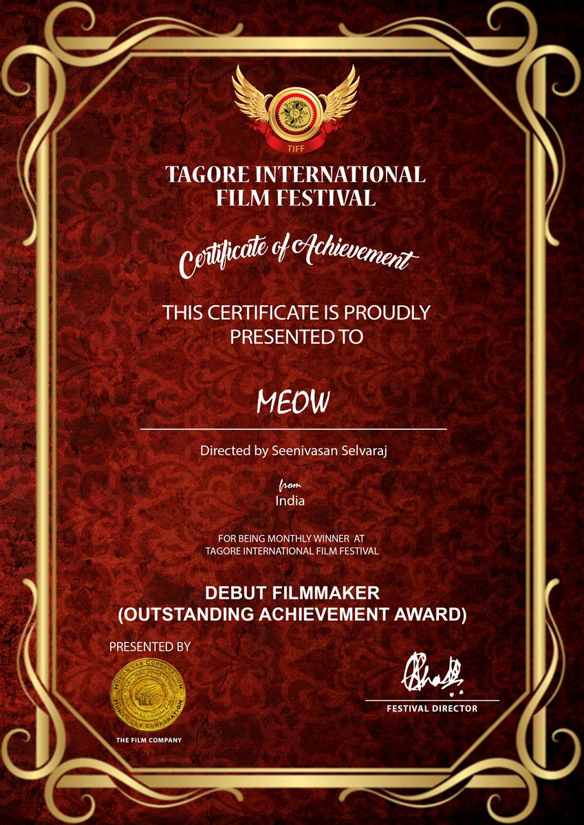 officialneelam's tweet photo. Another feather in our cap @FilmMeow, our short film wins at the Tagore International Film festival! 
@beemji @nambiarbejoy @alphonseroy @sreekar_prasad @resulp @SeenivasanWork @priyankabose, @ananthmahadevan @gopikagulwadi @versatilevisu @NoorMagesh 
#rajeevannambiar https://t.co/6SRtA3IGtL