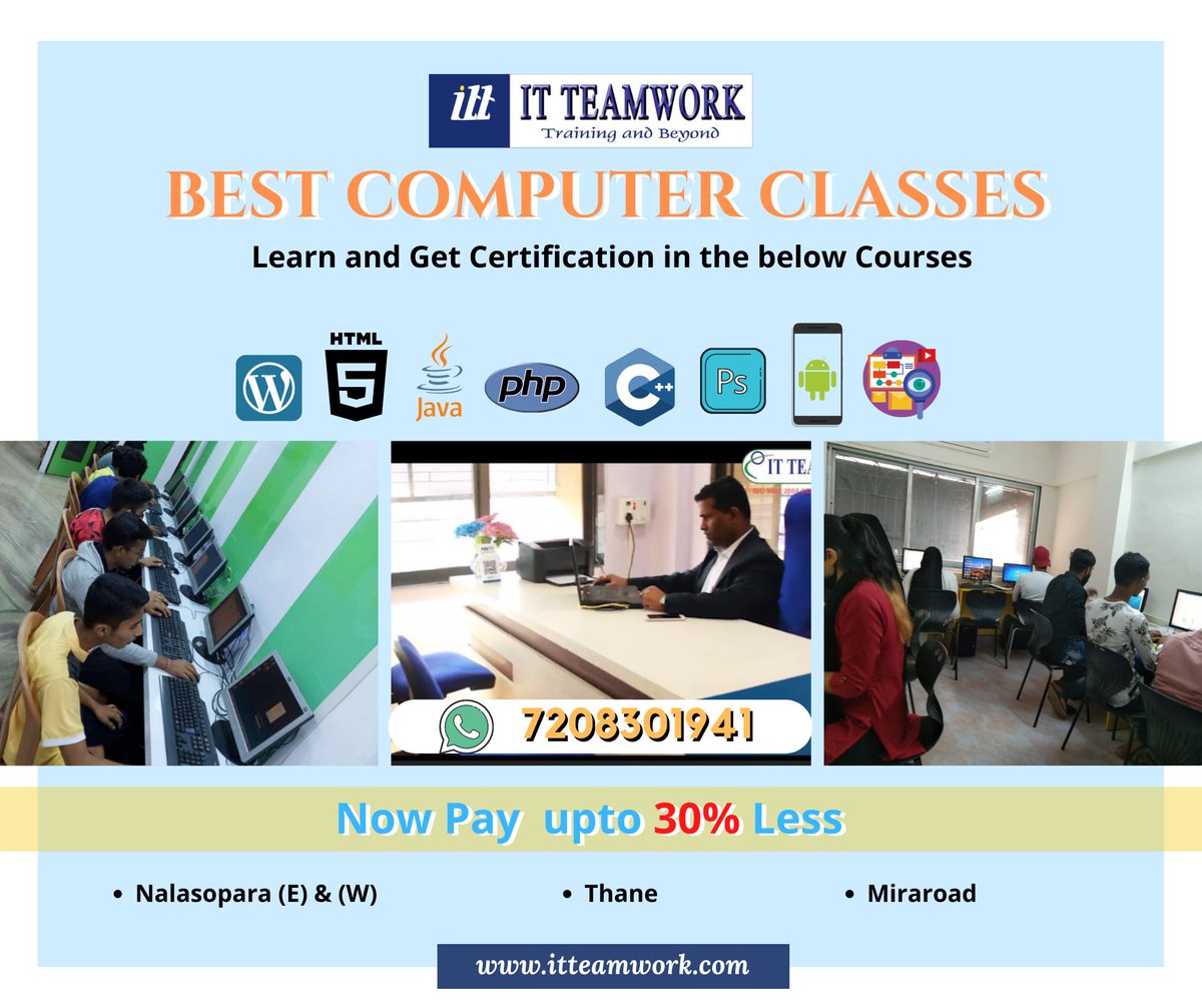 ITTeamWork1's tweet image. Learning Coding can boost up your career.
Join us TODAY !
Contact no. 7208301941
Visit us at : itteamwork.com
#itteamwork #training #bestcomputerclasses #contactus #tally #websitedevelopment #mobileappdevelopment #digitalmarketing
