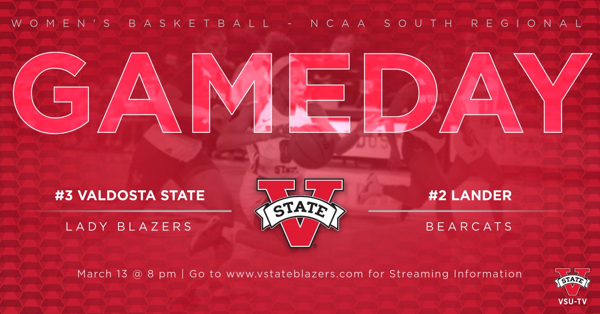 VSUTV_Sports's tweet image. The @valdostastate @BlazerAthletics @VSULadyBlazers Basketball team will face the #2 Lander Bulldogs in the second round of the NCAA South Regional this evening. Go to vstateblazers.com for more information on how you can follow this matchup!