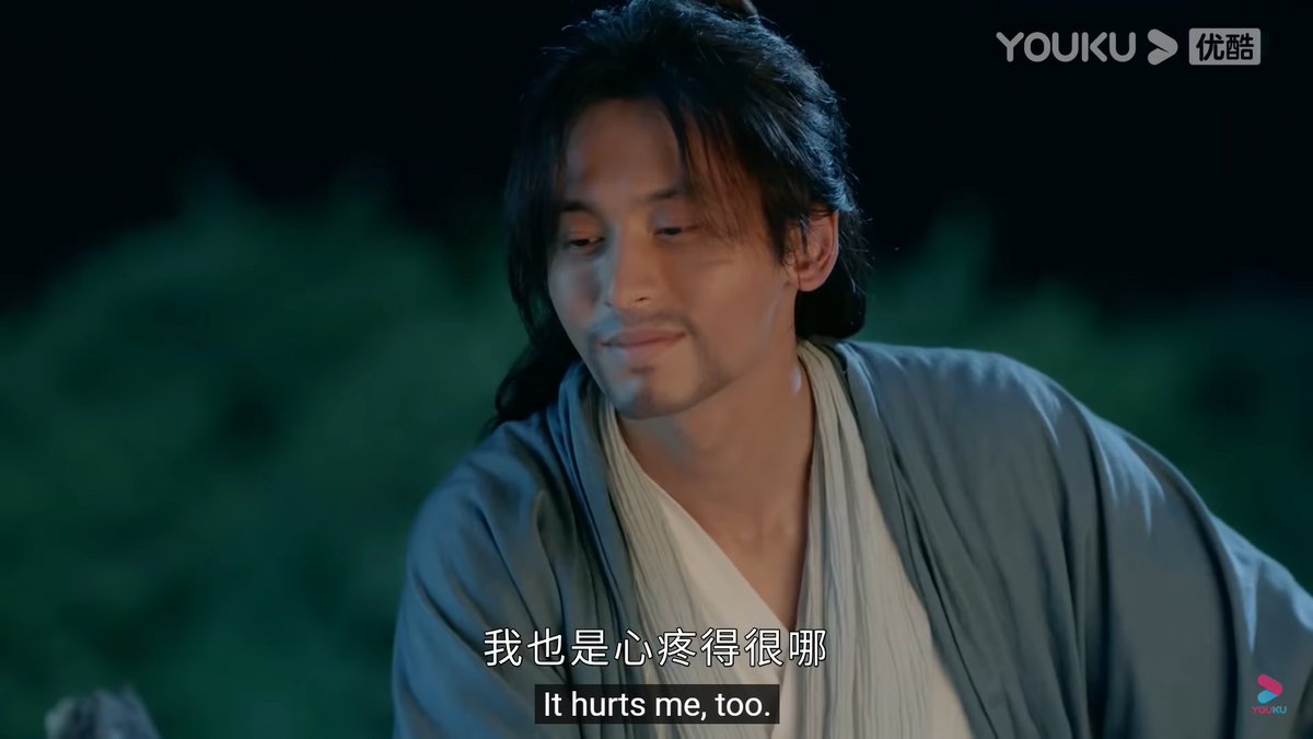 "i shouldn't have deliberately tested you and caused to you suffer internal injury. I am in pain seeing you hurt, too."(the subs make it sound like wkx DIRECTLY hurt him, which isn't the case)