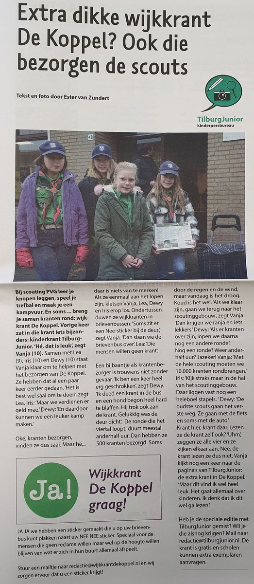 5 keer per jaar gaan wij in onze wijk de wijkkrant de koppel rondbrengen. Ook deze februari editie staan we er weer in met een mooi artikel! Hebben jullie het al gelezen?
#scoutingpvg #wijkkrantdekoppel