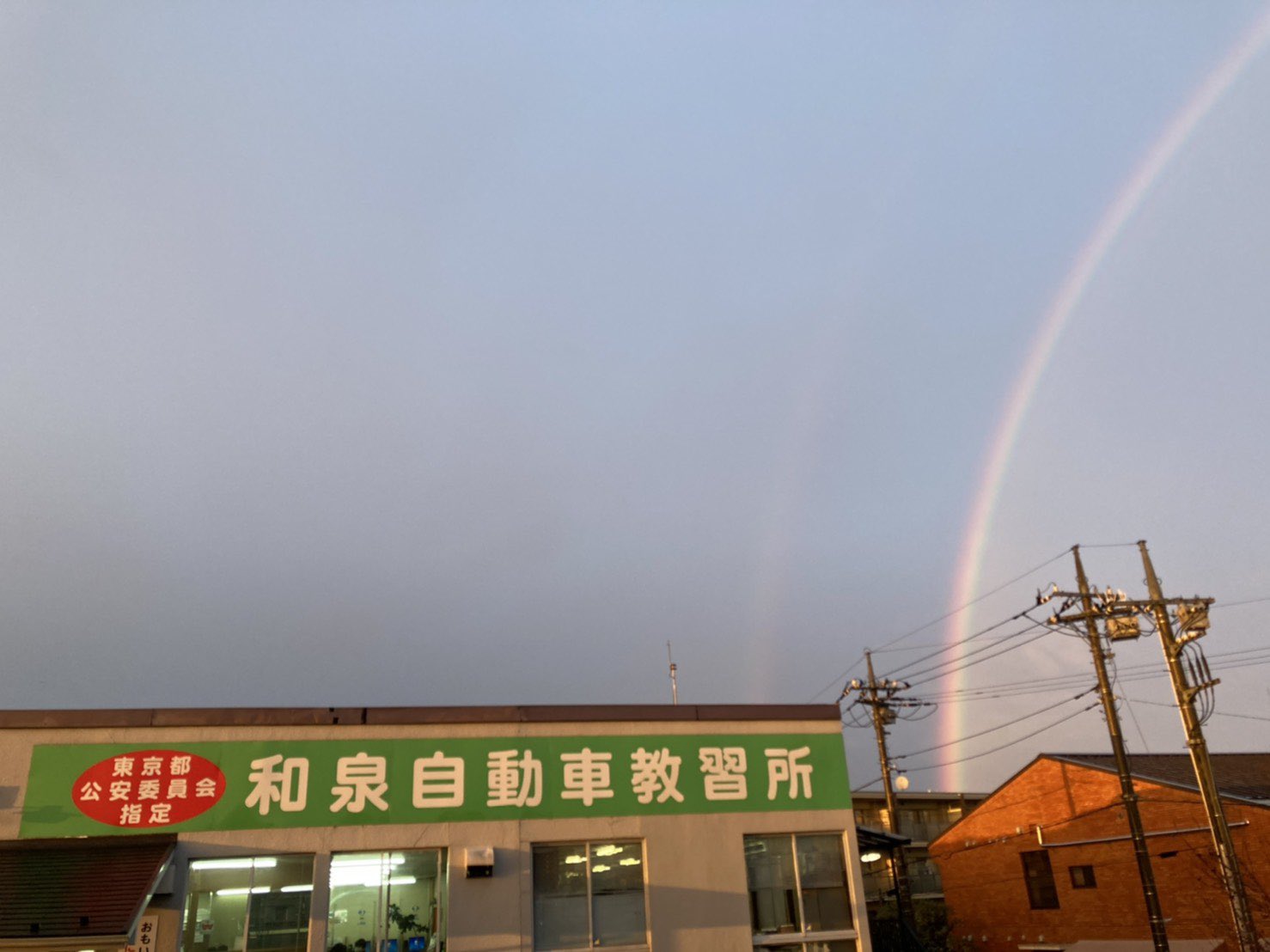 和泉自動車教習所 絶景かな絶景かな こんなエモい画が見れるのはうちの特権 教習所 和泉自動車教習所 自動車学校 和泉多摩川 狛江 多摩川 バイク 車 猫 ねこ ねこ部 にゃんすたぐらむ にゃんこ にゃんだふるライフ 虹 T Co