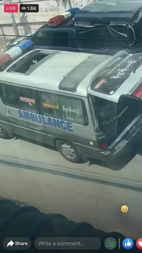 Terrorists forcefully took away the ambulance in which a person suffering from a headshot was kept. 
TOWARDS FEDERAL UNION
#WhatsHappeningInMyanmar
#March13Coup