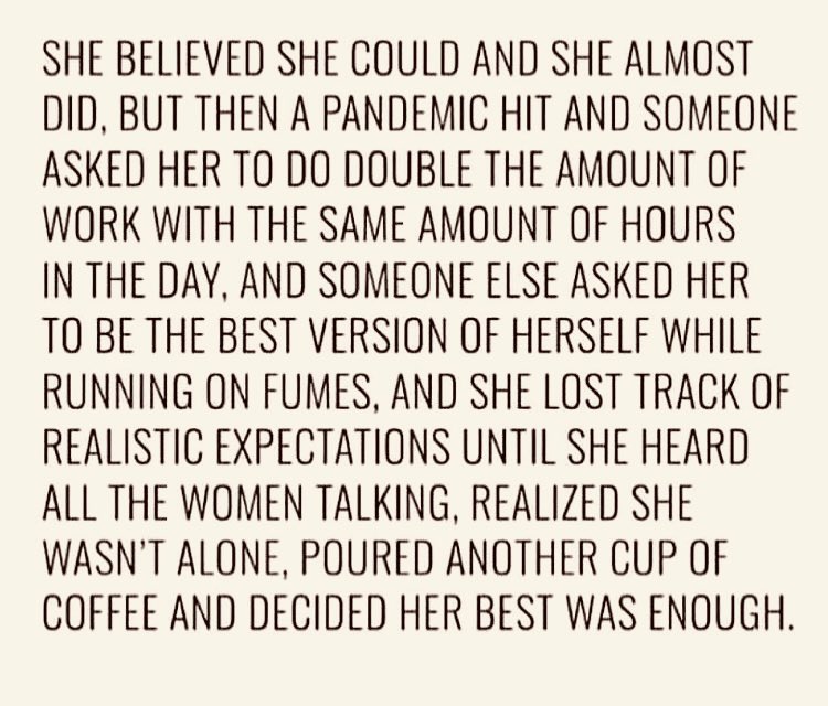 To all women out there - we are not alone AND our best IS enough! 🙋🏻‍♀️🙋🏾‍♀️🙋🏼‍♀️🙋🏽‍♀️🙋‍♀️🙋🏿‍♀️ Give yourself grace 🙏❤️. Repost from @michellepking on IG) #BetterTogether #genderequality #berealbetruebeyou #saturdaysentiment