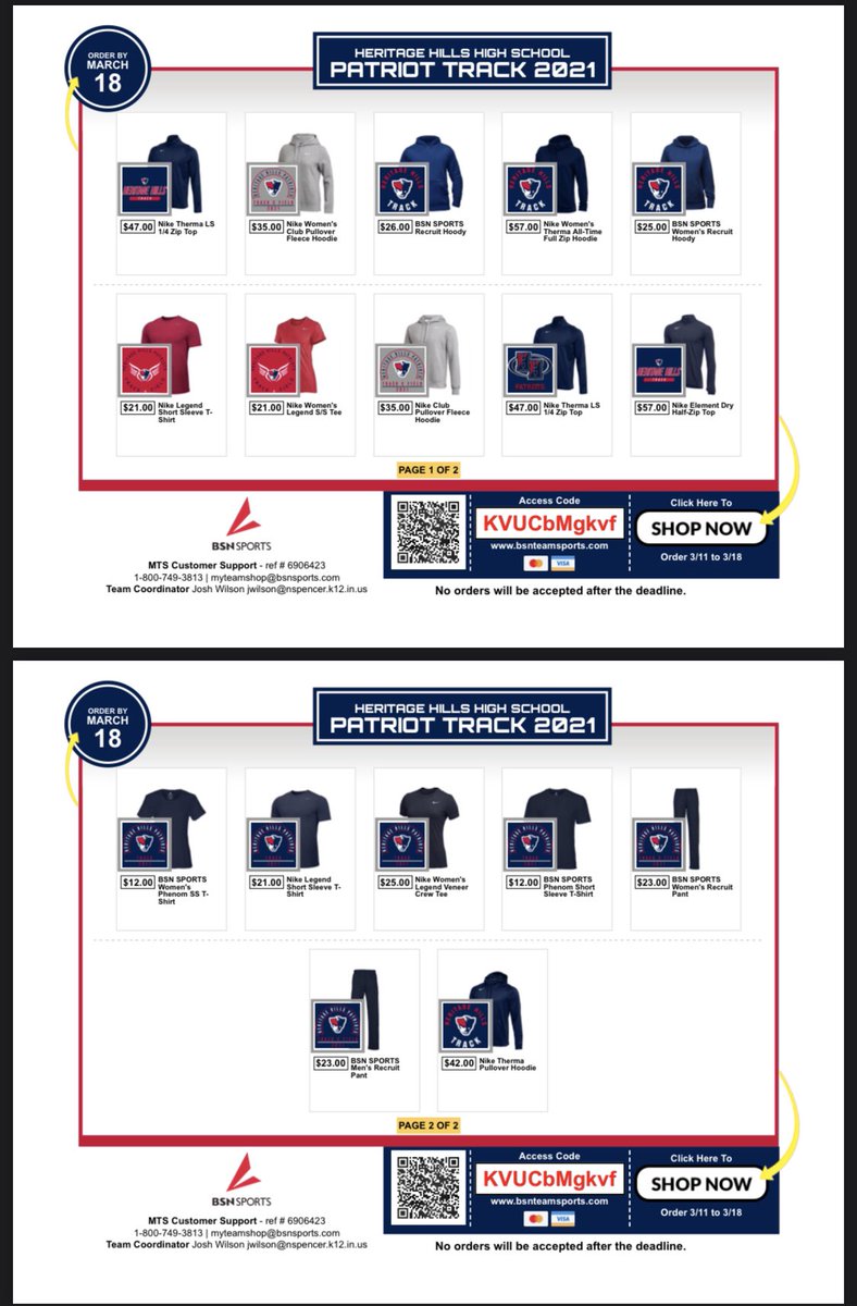 Patriot Track and Field fans can get their 2021 gear here!  Shop closes 03/18/2021!  bit.ly/3bBYpMJ