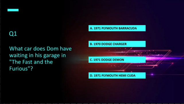 SonyPIX's tweet photo. It's time for the pulsating 'Sucker For Speed' round now and here is the first question!
Can you answer this one from the Fast & Furious Franchise?
#PIXArena https://t.co/qT4WRaZ3IU