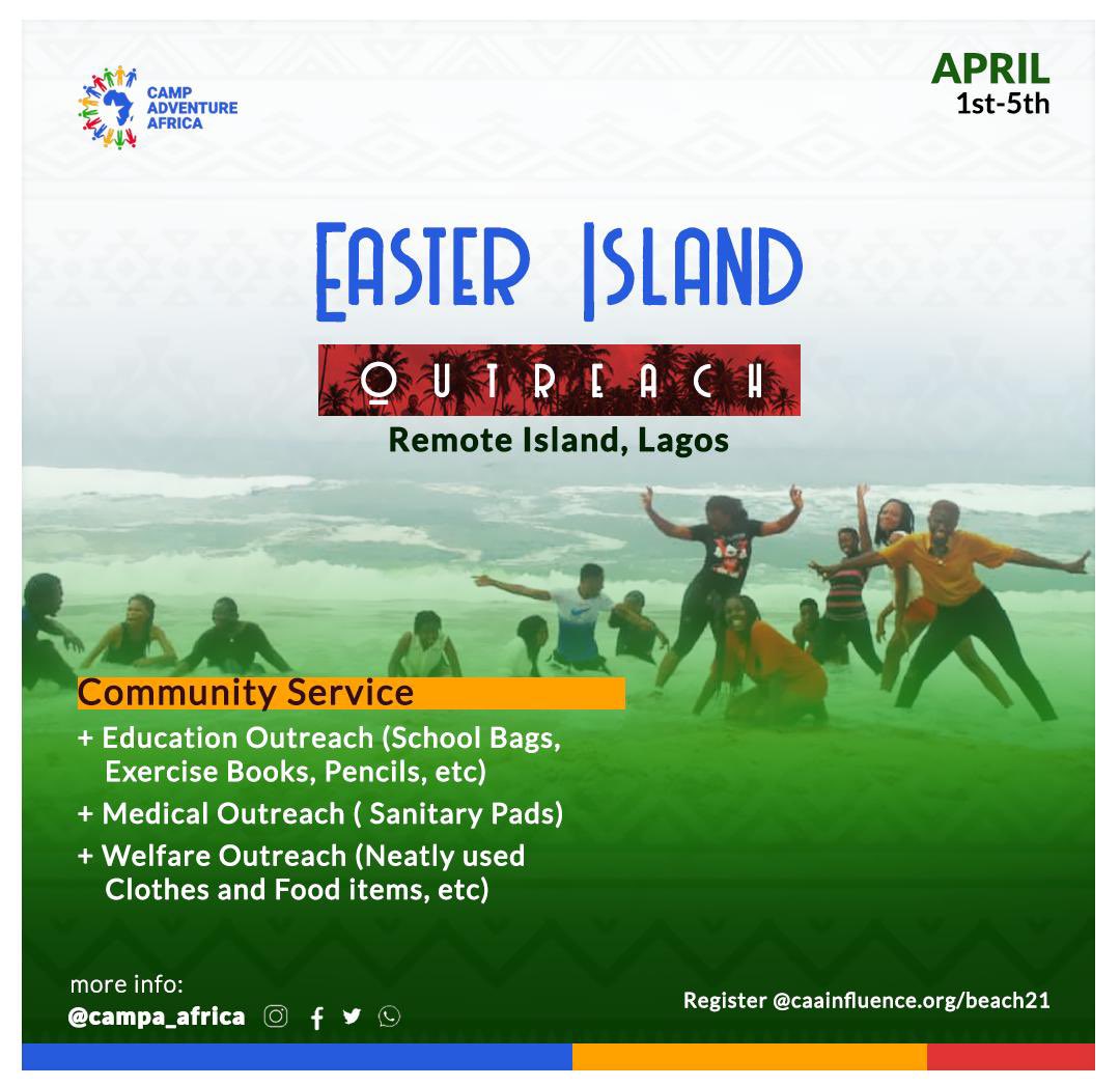 CampA_Africa's tweet photo. Join our selfless volunteers in reaching out to the community where we would be having our Easter camping this year.

Registration is still on; https://t.co/bZV8HspKy0
.
We are also receiving donations, send us a dm if you have anything to donate.

#caainfluence #caaeffect #sdg https://t.co/Qv1HGnn7sq