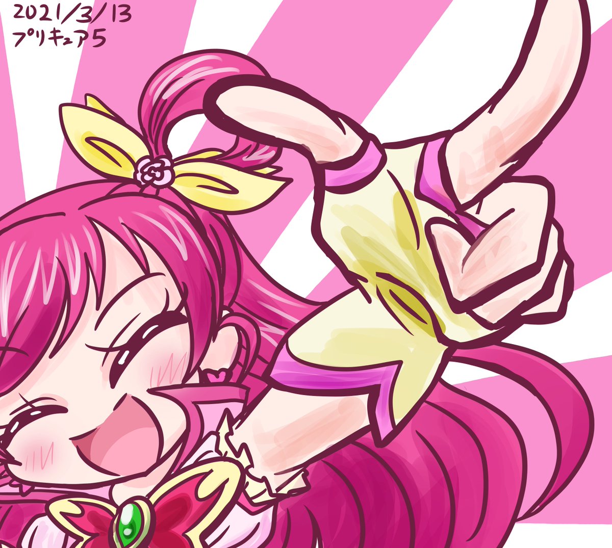 ピンク けってーい プリキュア版深夜の真剣お絵描き60分一本勝負