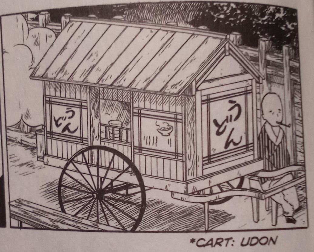 あと、ひょっとこのお面にWooden Festival Maskとか、うどん屋台にCart: Udonとか、欄外にちょいちょい解説がつくことがあって面白い。確かに日本人でないとこれは意味不明だろう。 