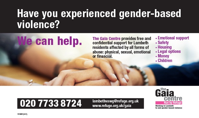 The Gaia Centre is here for Lambeth residents affected by all forms of abuse including sexual harassment, stalking and other gender-based violence offences. Their phone lines are open. Please get in contact for free and confidential support orlo.uk/itNrw