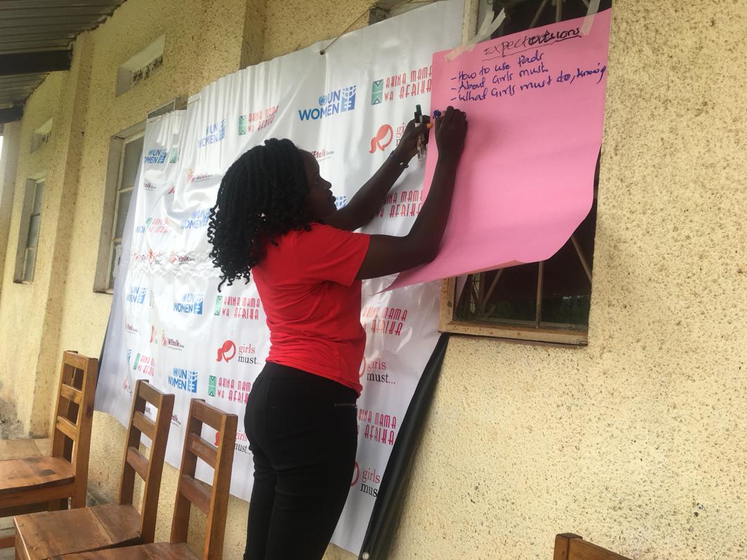 ug_girls's tweet photo. With support from UN Women and Akina Mama wa Afrika, we've managed to reach out with SRHR packages like Menstrual Health Management, Body Autonomy and discussions around harmful Sexual Practices Adolescent Girls face in and out of school.
#CGP2020
#GenerationEquality https://t.co/cvSGvjjHCg
