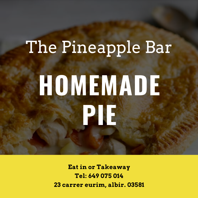 OasisParks's tweet photo. Wednesday's at The Pineapple Bar on Albir Oasis Park near #Benidorm - choice of homemade pies served with chips or mash &amp; peas https://t.co/6bOtGlUGBx