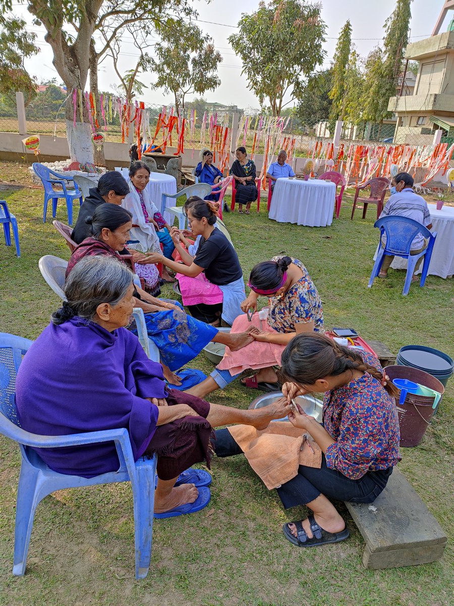 AtahuluTetseo's tweet photo. Honoring Elders day at Naga United Village, Wellness activity such as pedicure, hair cutting &amp; medical Check up &amp; light refreshment. https://t.co/NYsVkxEvpY