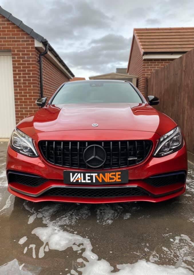 ValetWise's tweet photo. Mercedes C63 AMG for a regular customer having its maintenance bronze package, we single stage enhanced and applied our top ceramic coating package to this beauty a few months ago, now monthly visits help keep the coating maintained and performing as it should, thanks Theo Boyce https://t.co/gjSQxn0I62