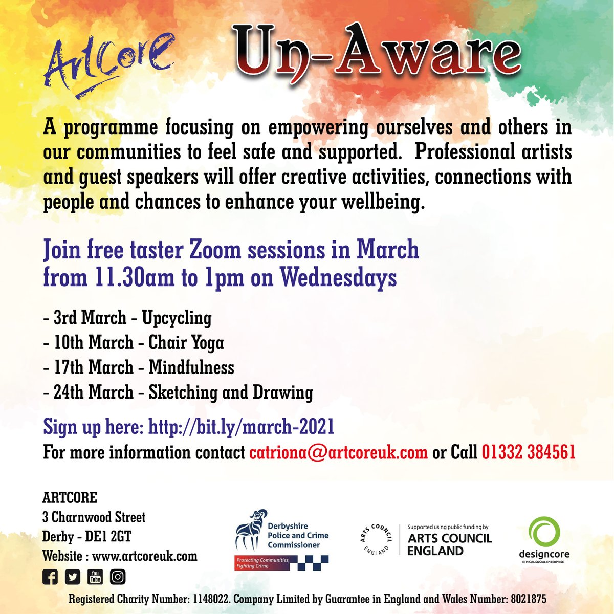 Artcore_UK's tweet photo. This week, we have our 3rd Un-Aware taster with @pam_sidhu from @Learn2Rest who will be running a mindfulness class to help us tackle our tendencies to do things on 'auto-pilot' such as our nightly safety checks ✨Make you sign up to join for free at https://t.co/rxPo42oOak https://t.co/htzVP0wd0I