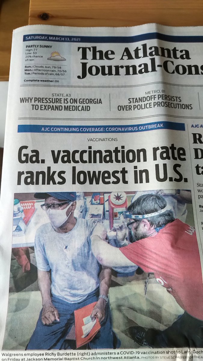 gwlauren's tweet photo. The logistics of vaccinations and this tragedy in our state is getting zero time in the state legislature while they spend all their time on the precision logistics of suppressing the votes of Georgians of color. https://t.co/CkgPZ5Gf0u