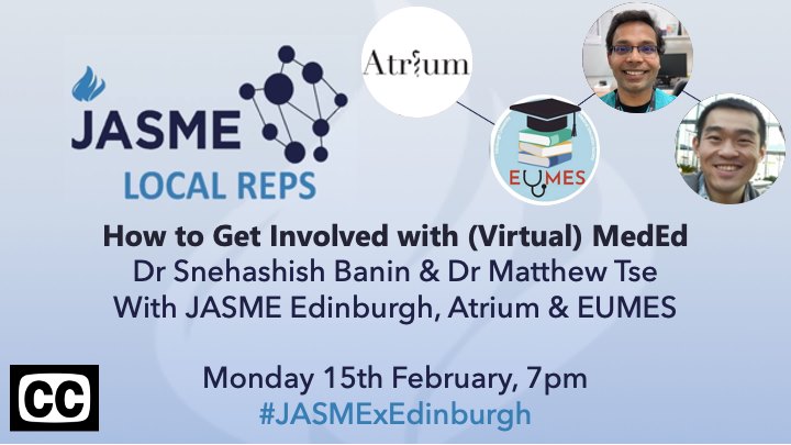jasme_uk's tweet photo. Join us as we explore the MedEd AFP, and how to get involved with MedEd as an undergraduate.
This will lead into a cracking workshop, providing an introduction to teaching aimed at medical students!
Register for the event now! https://t.co/xv0j3xg3Ai https://t.co/KBEqWL6wqf
