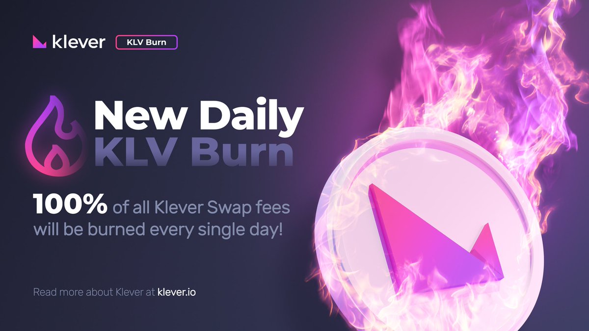 klever_io's tweet image. 🔥 #Klever Swap service has conducted the daily coin burn of 740,028.3017 $KLV collected from 100% of @klever_io Swap fees 🔥

#KLV is becoming a deflationary asset, one burn at a time 🔥

🔥 KLV Coin Burn Hash:
tronscan.org/#/transaction/…