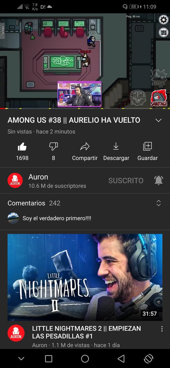 pupilo13a's tweet photo. Aquí mirando este video de @auronplay. Youtube esta teniendo problemas, mas de 1000 me gusta y 0 visualizaciónes.
Muy bueno el video😁. @MomonKun_ @Perxitaa @aXoZerr @soyvioletag @polispol @PatodeAqualand @ZormanVideos. Gracias https://t.co/Y96TBFPxcX