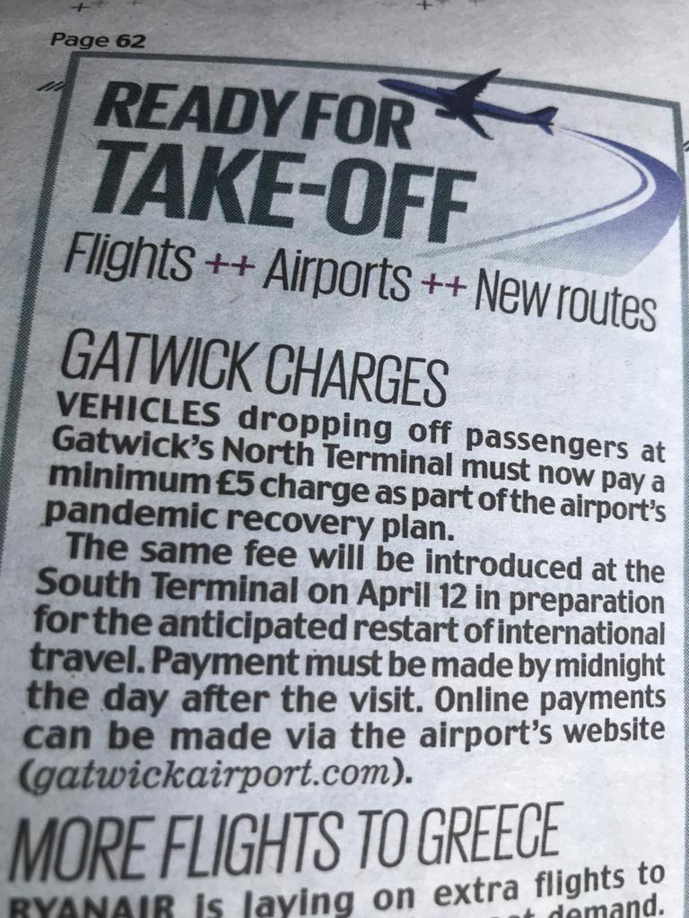 Drop off charges are being introduced at Gatwick airport later this year as well as Heathrow . One way of recouping their losses during the pandemic I guess #wrong #ripoff #daylightrobbery #ripoffbritain #heathrow #gatwick #airports #ukairports #summer2021 #SummerVibes