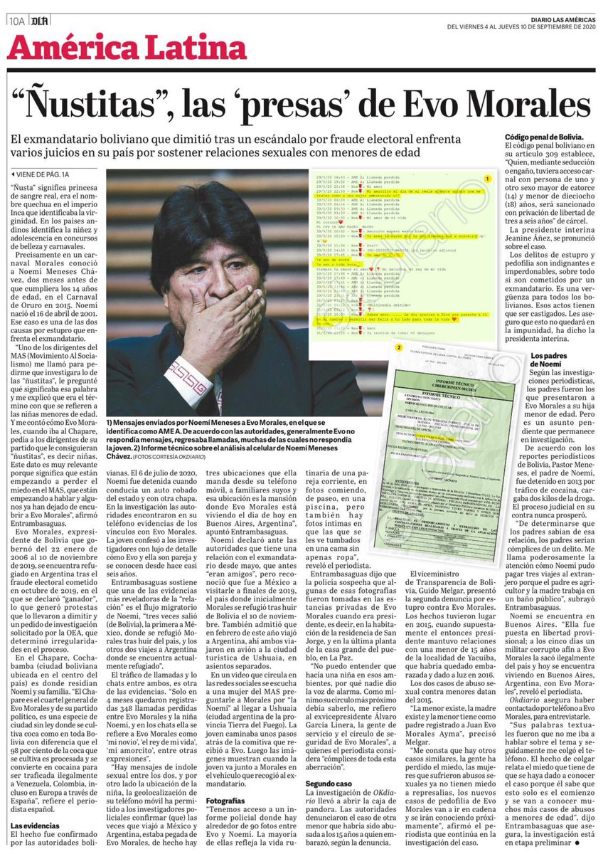entrammbasaguas's tweet photo. Evo Morales dejó embarazada a una niña de 15 años y después se echó una novia de 14. Las llamaba “ñustitas” y eran menores vírgenes. 

Cada vez que viajaba por Bolivia pedía a sus secuaces que se las consiguieran. ¿Qué te parece esto, @MonederoJC? Tu silencio cómplice me abruma. https://t.co/rsxWaYpyu7