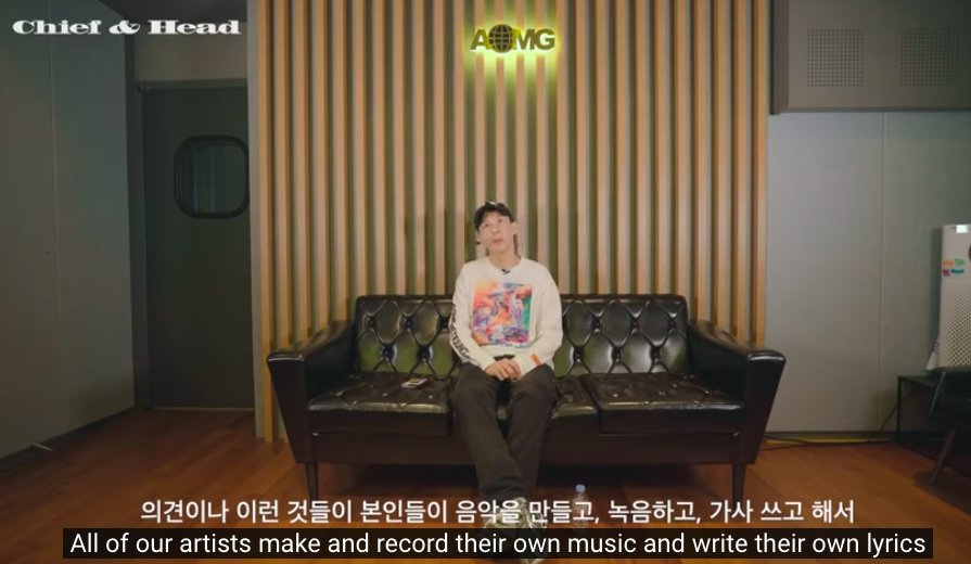 Example 2, Dj Pumkin (AOMG co-CEO, also known as AOMG glue) explaining that the artists under AOMG have full control over their music. The only thing AOMG, help them with is the packaging. What, how and where they'll promote etc.