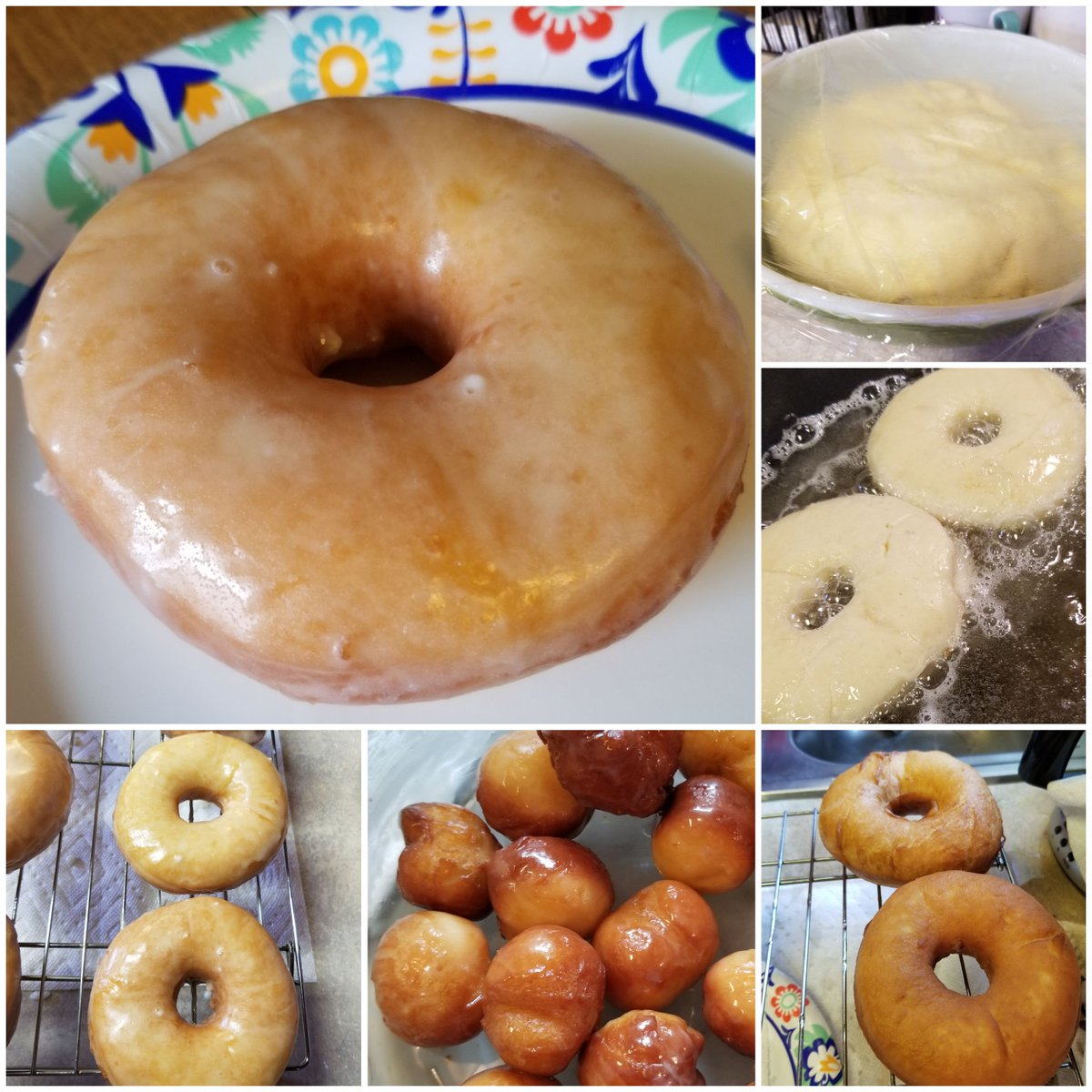 MostlyMcDaniel's tweet photo. First time attempting homemade glazed doughnuts. I'd call it a success. #KatieTriesThings #Food  #donuts #Cooking #SuccessfulSaturday https://t.co/xf9ripqdWX