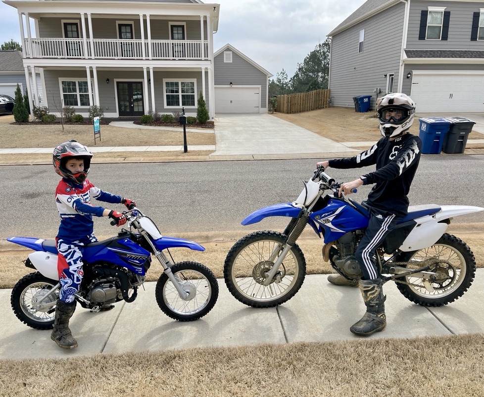 Got a bike to match his big brother! Enjoy your TTRs! #big1family #yamahaoffroad #ttr230 #ttr110