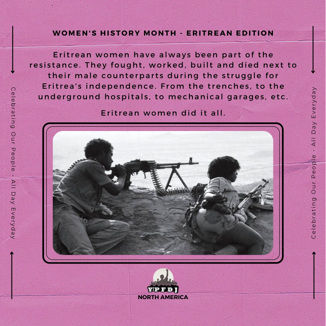 YPFDJNA's tweet photo. #Eritrea's liberation wouldn't have been possible without the participation of #Eritrean women (33% of #EPLF). To our liberators, THANK YOU, today and everyday!

More appreciation posts on the way! Stay tuned.

#EritreanHistory #WomensHistoryMonth https://t.co/dqfEQ2k6uy