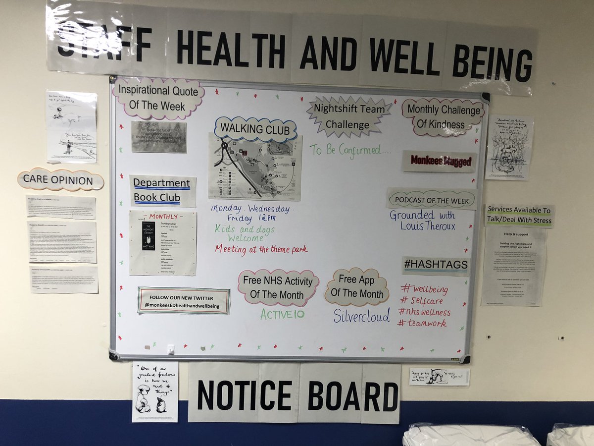 MonkeesEdhealth's tweet image. NEW WALL FOR OUR FAB DEPT..
#wellbeing #selfcare #monkeesed #teamwork #monkeesedhealthandwellbeing #walkingclub #bookclub #inspirationalquote #monkeesmugged @UHMonklands @MonkeesED