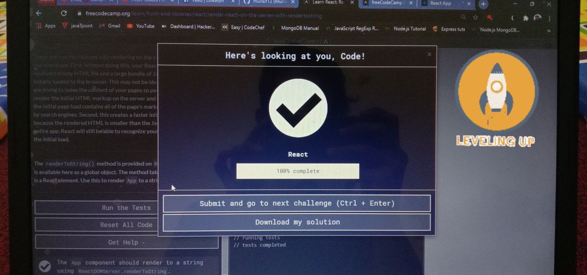 ihsankh06896417's tweet image. Completed #reactjs course on #freecodecamp 
Looking forward to #reactRedux
#alhamdulillah