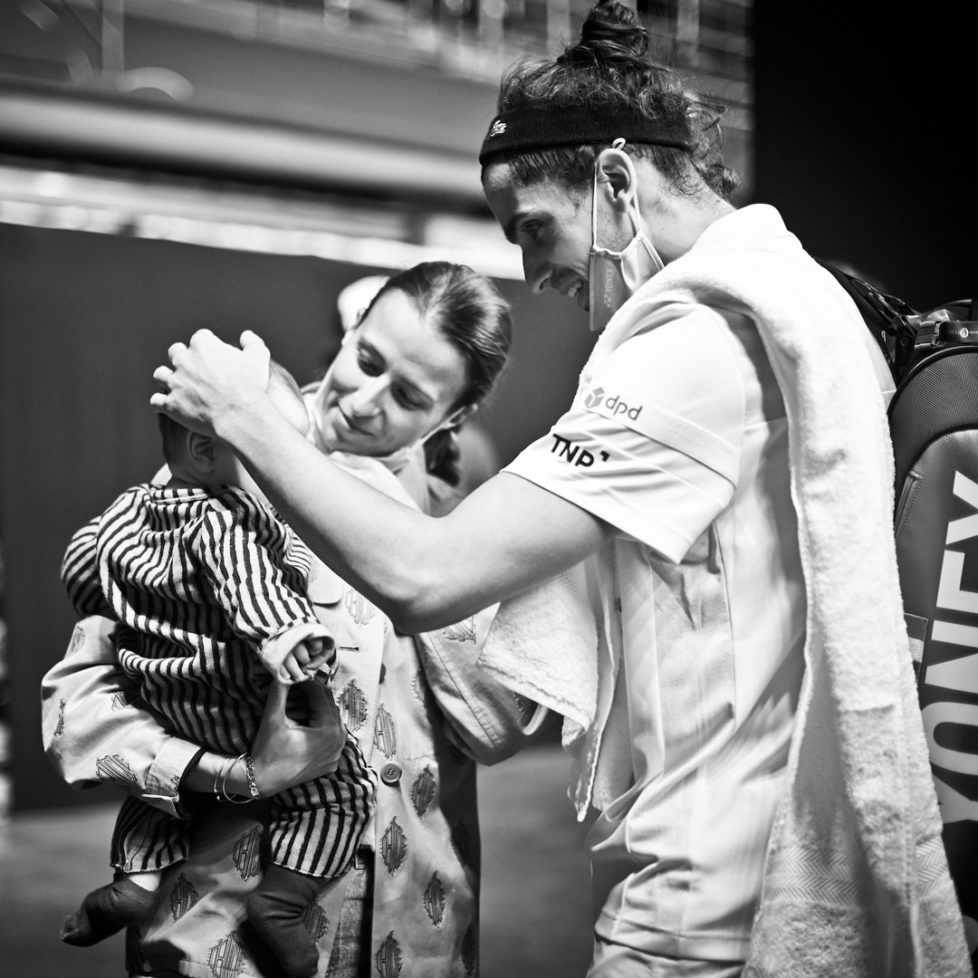 atptour's tweet photo. A family victory for Pierre-Hugues Herbert 👶😘 

📷: @Open13 / @corinnedubreuil https://t.co/QJFcabeixK