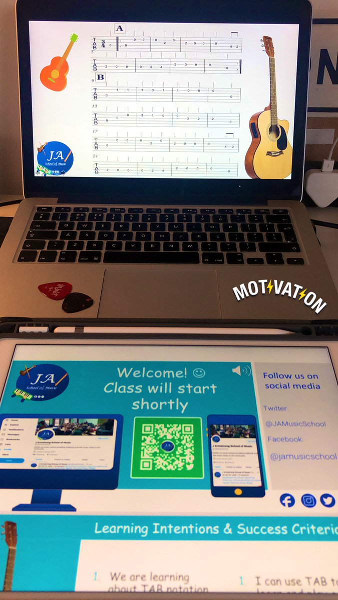 All set for tomorrow’s lessons! 🎵🎶👨‍💻 

🎶 Beginner guitar
🎶 Intermediate guitar
🎶 Beginners 2 Mixed Instrument 
🎶 Beginners Flute &amp; TW

Time for coffee ☕️