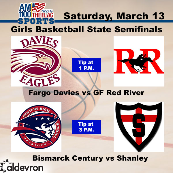 🚨🏀 We will have both girls state semifinals games today on <a href="/theflagwzfg/">The Flag - AM 1100 & FM 92.3 WZFG</a>! Get all the game coverage with <a href="/hamesM6/">James McCarty</a>. 🗣️🎙️

1 p.m. <a href="/DaviesGbb/">Davies GBB</a> vs <a href="/RRHS_gbb/">RRHS Girls BBall</a>

3 p.m. <a href="/CHSPatriotsGBB/">Century Girls Basketball 🏀</a> vs <a href="/ShanleyGBB/">Shanley Girls BBall</a>

Listen live:
📻: AM 1100
💻: ow.ly/LL3W50DY5l7
📲: Our free📱app (Search WZFG)