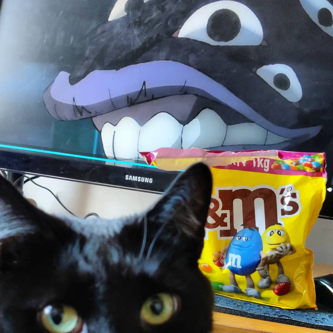 GravyJail's tweet photo. Anime time with some M&amp;Ms. Just getting into Jujutsu Maiden. With cat tax 🐈
.
.
.
#jujutsukaisen #jujutsukaisenanime #anime #chill #chillvibes #weekend #mms #mmschocolate #twitchstreamer #smallstreamer #ttv #gamer #gamerlife https://t.co/jzLlFeKbSH