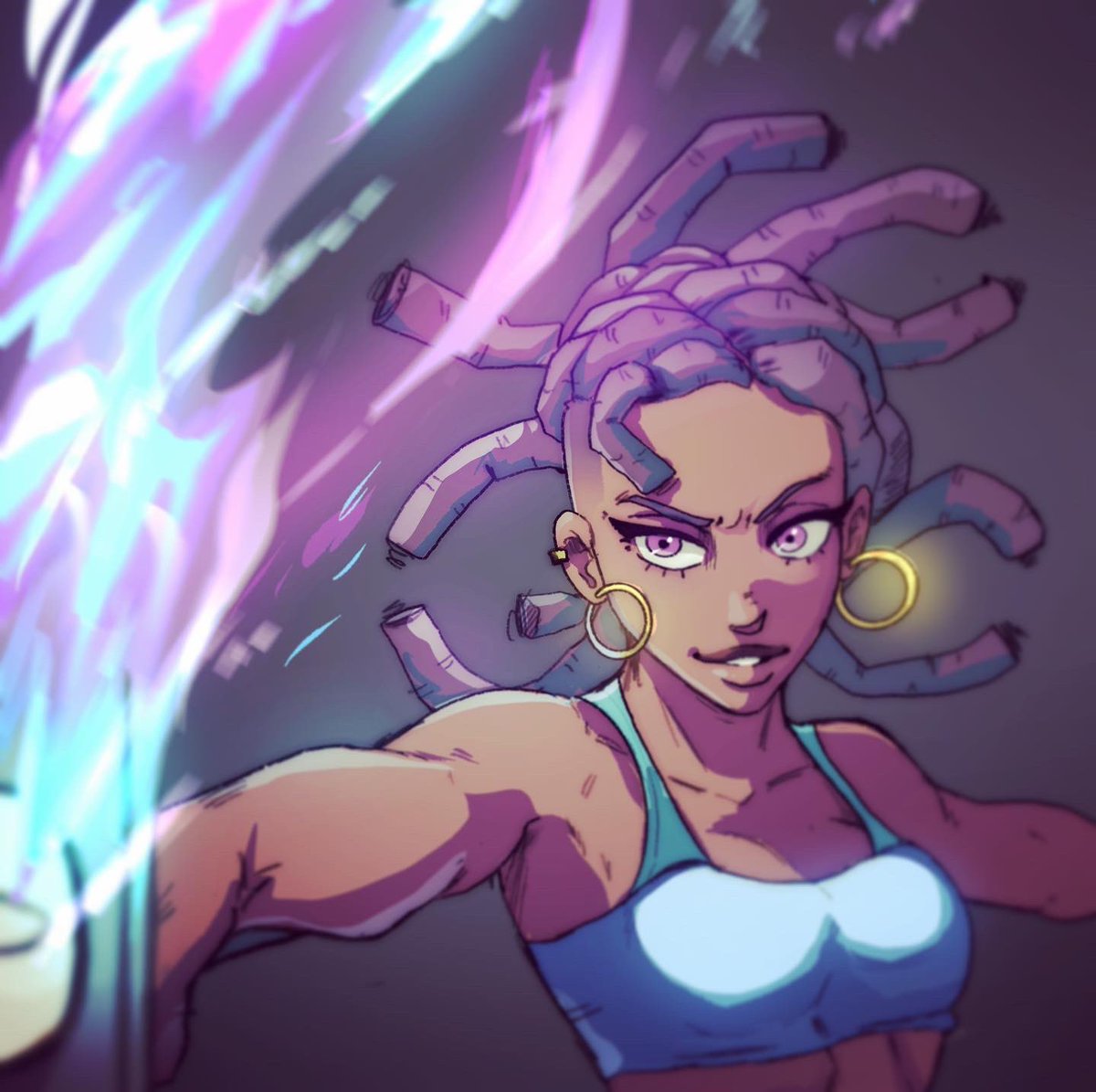 Purple fire #art #ArtistOnTwitter #digitalart #Illustrator #oc #originalcharacter #blackart #BlackArtist