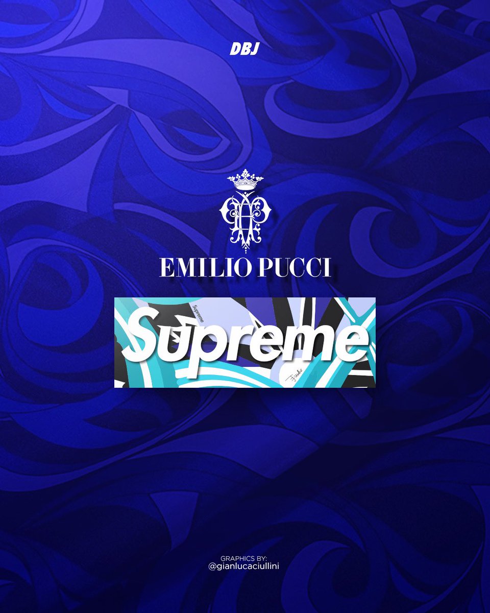 DropsByJay on X: Supreme/Emilio Pucci This season they will be releasing a  huge capsule with Italian designer @EmilioPucci. Expect to see everything  from different outerwears, Box Logo Tees, and even accessories. Stay