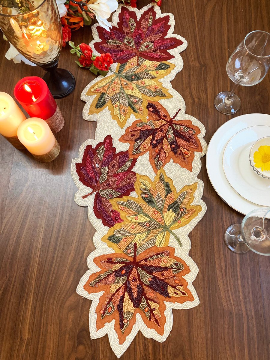 Enliven_store's tweet photo. Your table is missing this runner!
Handmade maple leaf table runner, 13x36inch, multicolour Check my etsy shop at https://t.co/i9lnFGzsZi 
#red #wedding #easter #brown #centretable #contemporarydesign #diningtablerunner #handbeaded https://t.co/KFSecMLdEu