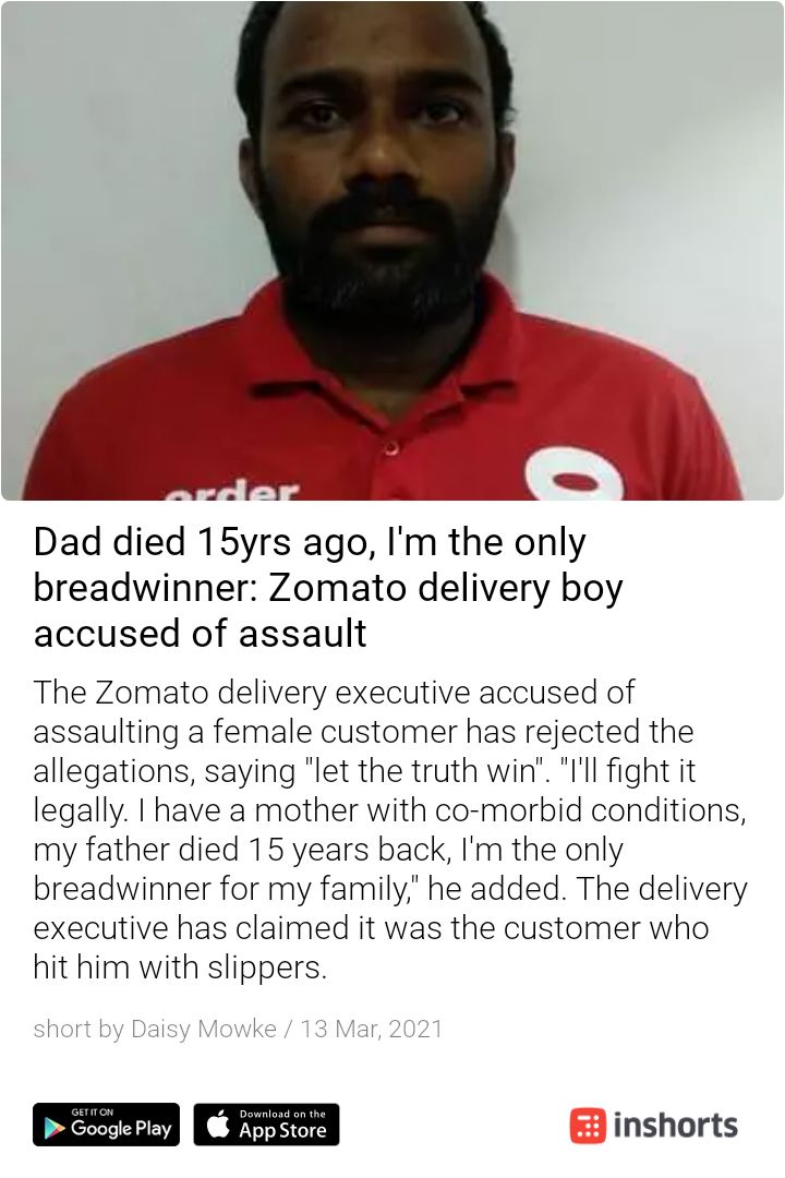 kshirsagargr's tweet photo. #ZomatoDeliveryGuy Was he supposed to satisfy her hunger or her ego?? https://t.co/YEf33erfBH
